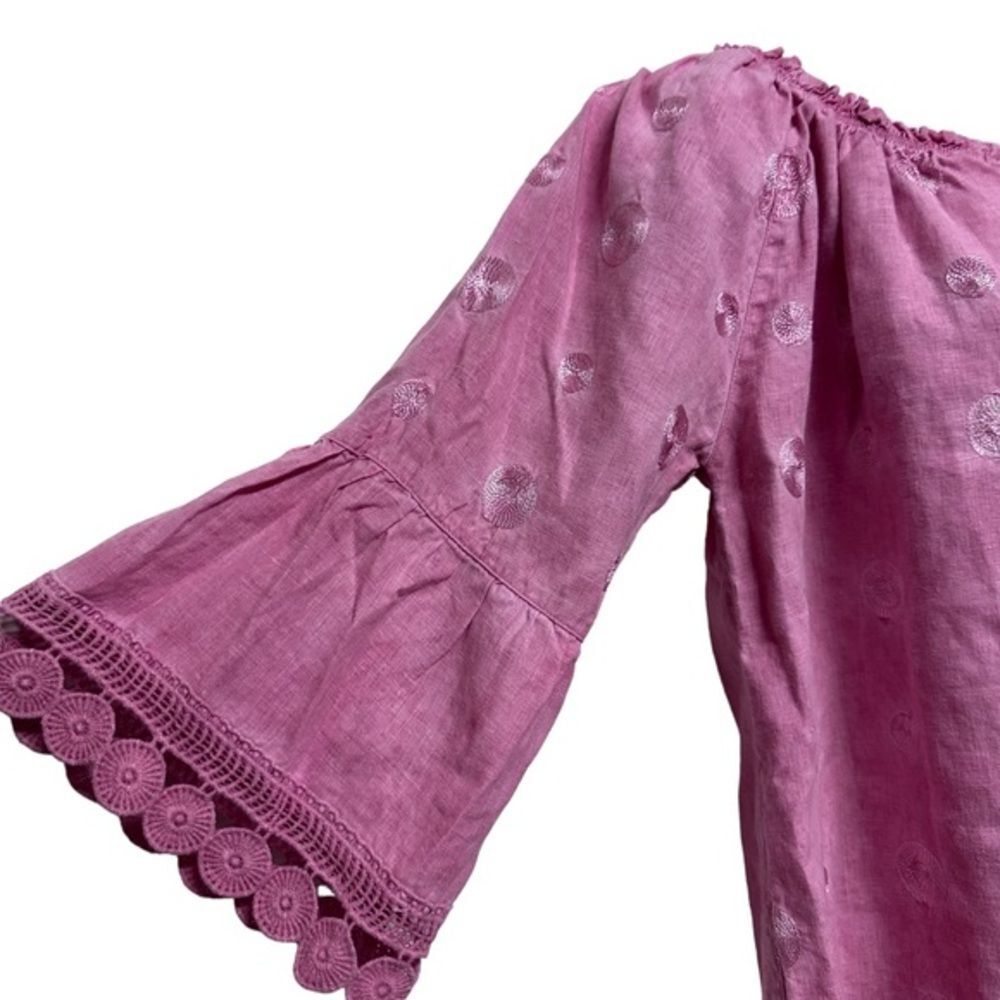 Ali Miles pink linen embroidered tunic blouse top size M - Picture 6 of 7